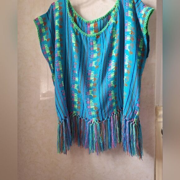 L BOHO tribal poncho animal design - Picture 5 of 6